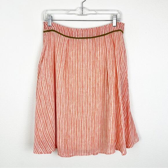DownEast Skirt Knee Length A-Line Fit and Flare Academia Orange White Stripe SM - Picture 3 of 10